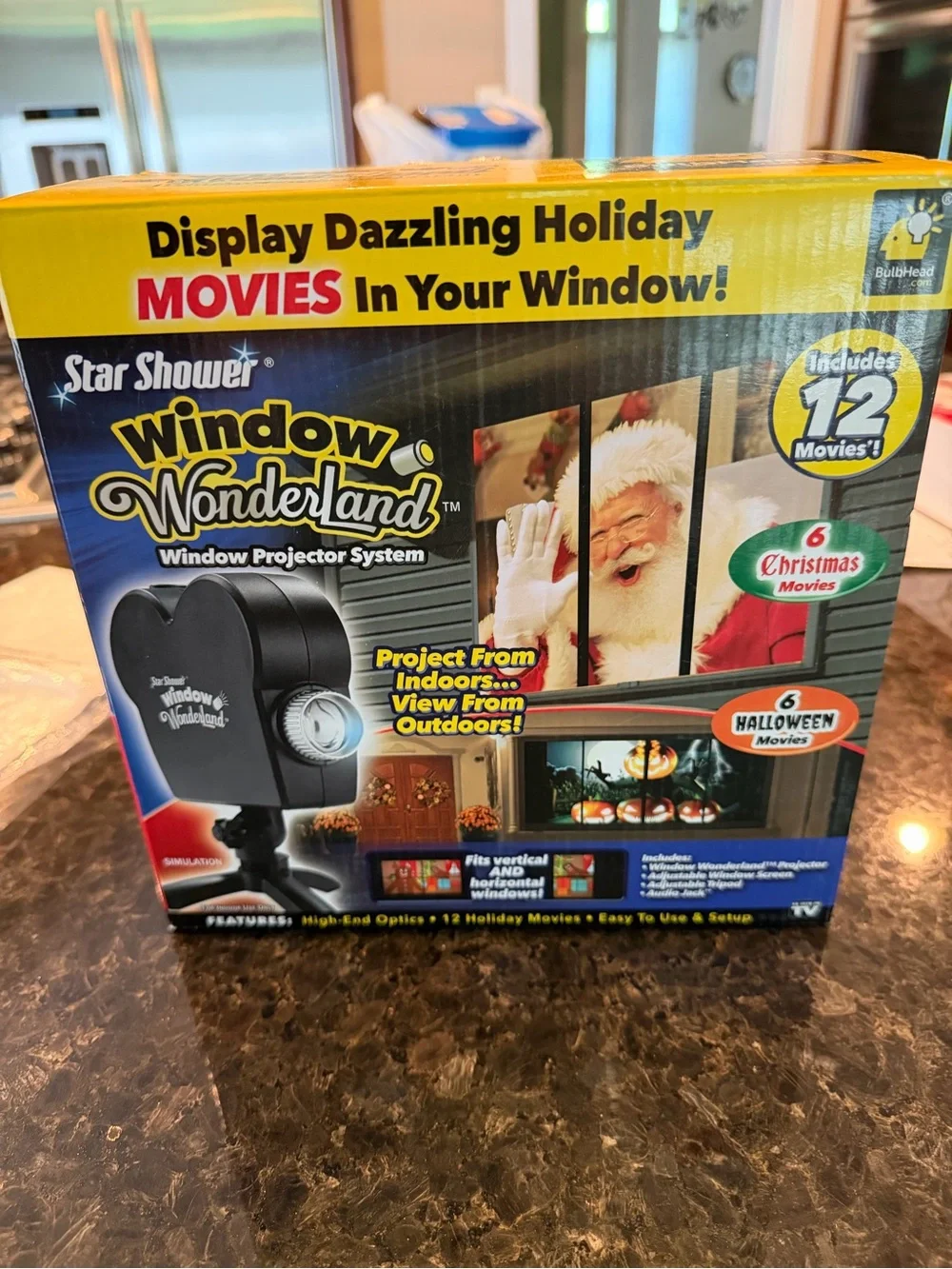 Star Shower Window Wonderland Holiday Projector in Black